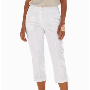 Chicos Womens Crop Pants Size 1.5 White Dress Business Casual Stretch